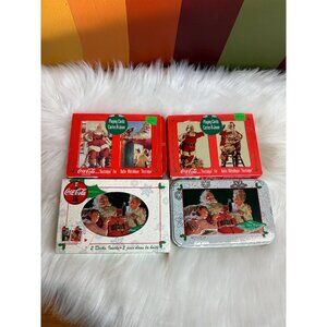 Christmas Santa clause Coca Colaplaying cards Tins- new MISSING one card deck